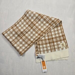 Timberland Men's Plaid Knit Scarf Brown White OS‎